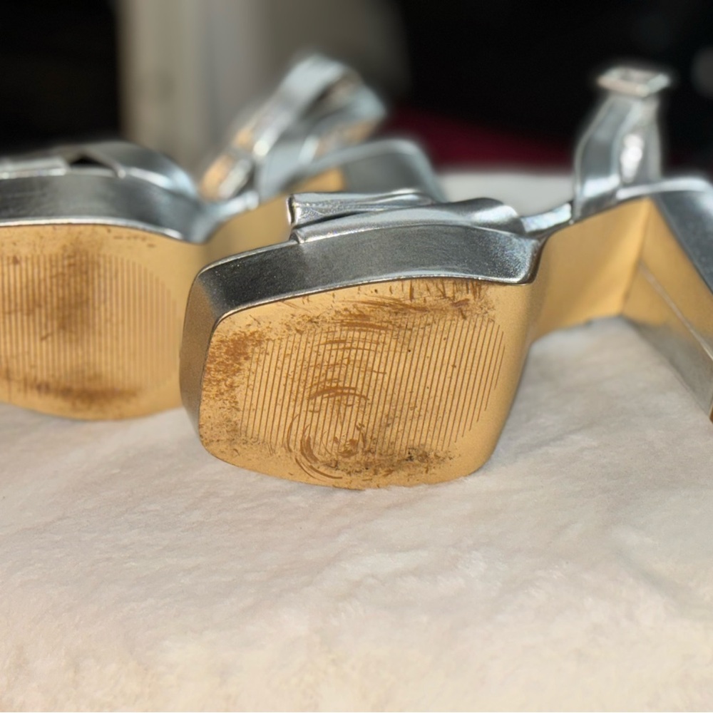 Nine West Metallic Silver Platform Sandals - Picture 4 of 5